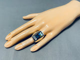 Heavy Men's Kachina Native American Navajo Turquoise Sterling Silver Ring-Nativo Arts