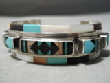 One Of The Most Detailed Vintage Native American Zuni Turquoise Sterling Silver Bracelet-Nativo Arts