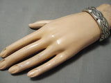 Heavy Advanced Silver Work Vintage Native American Navajo Detailed Sterling Bracelet-Nativo Arts