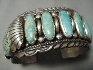 For Large Wrist Delvin Jones Vintage Native American Navajo Turquoise Sterling Silver Bracelet-Nativo Arts