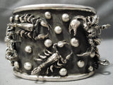 Crazy Scorpion Heavy Huge Native American Sterling Silver Bracelet-Nativo Arts