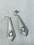 Impressive Vintage Native American Navajo Sleeping Beauty Turquoise Sterling Silver Earrings-Nativo Arts