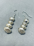 Dynamic Vintage Native American Navajo Sterling Silver Dangle Bead Earrings-Nativo Arts