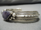 Rare Charoite Vintage Native American Navajo Nez Sterling Silver Bracelet Cuff Old-Nativo Arts