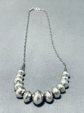 Hand Tooled Vintage Native American Navajo Sterling Silver Bead Necklace Old-Nativo Arts