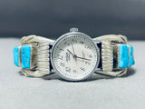 Superb Vintage Native American Navajo 10 Square Cut Turquoise Sterling Silver Watch Bracelet-Nativo Arts