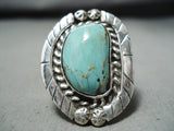 Marvelous Vintage Native American Navajo Kingman Turquoise Sterling Silver Ring Signed-Nativo Arts