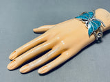 Enchanting Vintage Native American Navajo Turquoise Inlay Sterling Silver Butterfly Bracelet-Nativo Arts