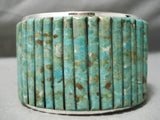 One Of The Best Native American Navajo Royston Turquoise Corwn Row Sterling Silver Bracelet-Nativo Arts