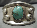 Impressive Small Wrist Vintage Native American Navajo Royston Turquoise Sterling Silver Bracelet-Nativo Arts