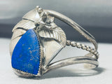 Incredible Vintage Native American Navajo Midnight Sky Lapis Sterling Silver Leaf Bracelet-Nativo Arts