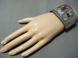 Native American Detailed Vintage Navajo Turquoise Sugulite Sterling Silver Bracelet-Nativo Arts