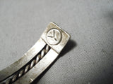 Thick Sturdy Vintage Native American Navajo Yazzie Turquoise Sterling Silver Bracelet Old-Nativo Arts
