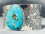 Extreme Detail Native American Turquoise Sterling Silver Bracelet-Nativo Arts