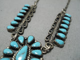 Exquisite Vintage Native American Navajo Sky Blue Turquoise Sterling Silver Boyd Necklace-Nativo Arts