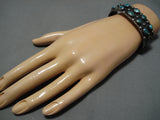Amazing Cerrillos Morenci Turquoise Vintage Native American Navajo Sterling Silver Bracelet Old-Nativo Arts