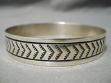 Exceptional Vintage Native American Navajo Hand Tooled Sterling Silver Bangle Bracelet-Nativo Arts