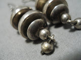 Striking Vintage Native American Navajo Sterling Silver Heavy Bead Earrings Old-Nativo Arts