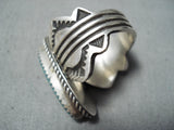 Native American Len Martza Vintage Zuni Spiderweb Turquoise Sterling Silver Ring Old-Nativo Arts