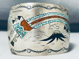 Sacred Mountain Vintage Native American Navajo Turquoise Sterling Silver Inlay Bracelet-Nativo Arts