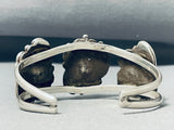 Ornate Vintage Native American Navajo 3 old deposit Turquoise Sterling Silver Enormous Bracelet-Nativo Arts