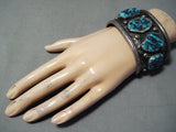 Huge Authentic Vintage Native American Navajo Turquoise Sterling Silver Bracelet-Nativo Arts