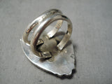 Striking Vintage Native American Navajo Blue Diamond Turquoise Sterling Silver Ring Old-Nativo Arts