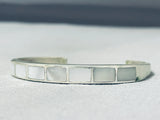 Lovely Vintage Native American Navajo Mother Of Pearl Inlay Sterling Silver Bracelet-Nativo Arts