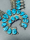Henry Roanrose Vintage Native American Navajo Turquoise Sterling Silver Squash Blossom Necklace-Nativo Arts