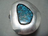One Of The Biggest Vintage Native American Navajo Morenci Turquoise Sterling Silver Bracelet-Nativo Arts