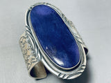175 Gram One Of Best Vintage Native American Navajo Lapis Sterling Silver Bracelet-Nativo Arts