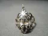 Amazing Hand Carved Navajo Horny Toad Sterling Silver Native American Ring-Nativo Arts