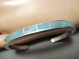 Incredible Vintage Navajo/ Zuni Turquoise Inlay Sterling Silver Bracelet Old-Nativo Arts