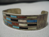 Wonderful Vintage Zuni Native American Inlay Turquoise Celicion Bracelet Cuff-Nativo Arts