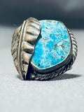 Rare Mine Vintage Native American Navajo Gilbert Turquoise Sterling Silver Ring-Nativo Arts