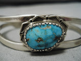 Exceptional Vintage Native American Zuni Native Blue Gem Turquoise Sterling Silver Bracelet-Nativo Arts
