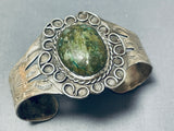Mesmerizing Vintage Native American Navajo Huge Green Turquoise Sterling Silver Bracelet-Nativo Arts