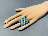 Important Vintage Native American Navajo Royston Turquoise Sterling Silver Inlay Ring-Nativo Arts