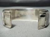 One Of The Most Intricate Vintage Native American Zuni Mother Pearl Sterling Silver Bracelet-Nativo Arts