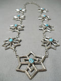 Important Vintage Native American Navajo Betsoi Family Sterling Silver Turquoise Necklace-Nativo Arts