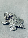 Ben Benally Native American Navajo Sterling Silver Toad Pin Pendant-Nativo Arts
