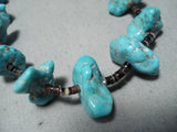 Superior Vintage Native American Navajo Turquoise Sterling Silver Necklace Old-Nativo Arts