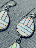 Fabulous Native American Navajo Synthetic Opal Sterling Silver Earrings-Nativo Arts