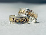 Intricate Vintage Native American Navajo Gold Sterling Silver Earrings-Nativo Arts