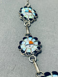 Authentic Vintage Native American Zuni Turquoise Sterling Silver Sunface Necklace Earring Set-Nativo Arts
