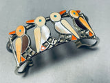 Lovely Birds Vintage Native American Zuni Turquoise Sterling Silver Bracelet Old-Nativo Arts