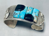 Native American Heavy Snake Vintage Navajo Turquoise Sterling Silver Bracelet-Nativo Arts