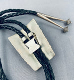 Breathtaking Vintage Native American Navajo Sleeping Beauty Turquoise Sterling Silver Bolo Tie-Nativo Arts