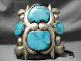 Biggest Best Vintage Native American Navajo Carico Lake Turquoise Sterling Silver Ketoh Bracelet-Nativo Arts