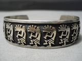 Native American Important Vintage Hopi 14k Gold Dancing Kokopelli Sterling Silver Bracelet-Nativo Arts